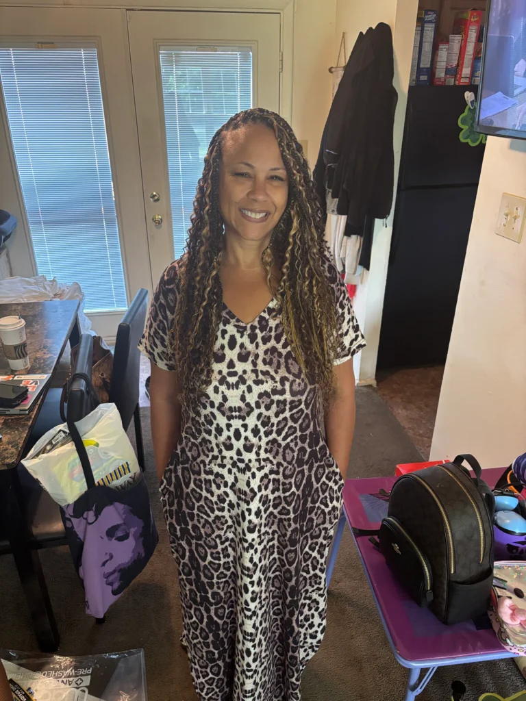 Client showing the length and texture of boho braids — Boho Braids
