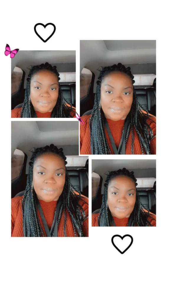 Photo collage showing red braids installed over locs — Braids Over Locs