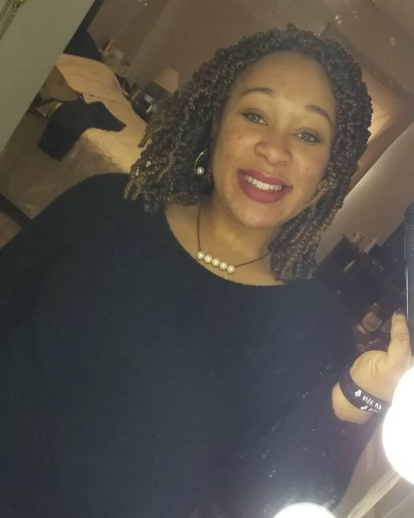 Client with shoulder-length brown crochet curls — Crochet Braids