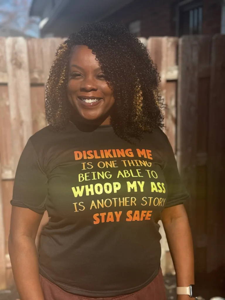 Full-length view of a client wearing long crochet braids — Crochet Braids