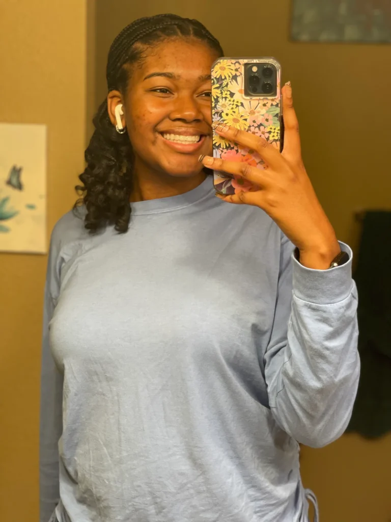 Young client with knotless braids styled into a low ponytail — Knotless Braids